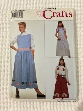 Blue Sleeveless Pinafore Dress with Applique Detail Sewing Pattern Uncut